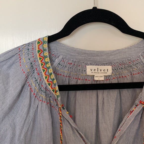 Velvet by Graham & Spencer Women's Neena Embroidered Smocked Shirt - Picture 4 of 10